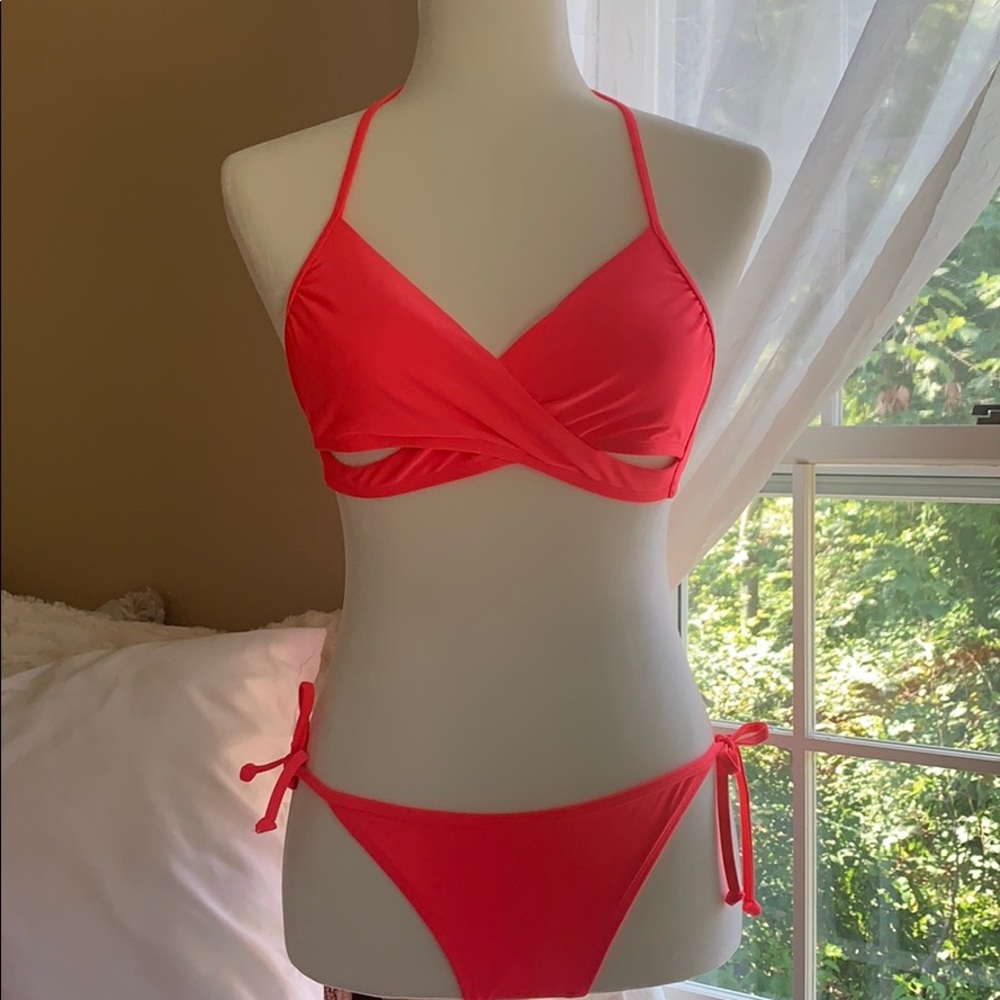 Coral Crisscross String Bikini